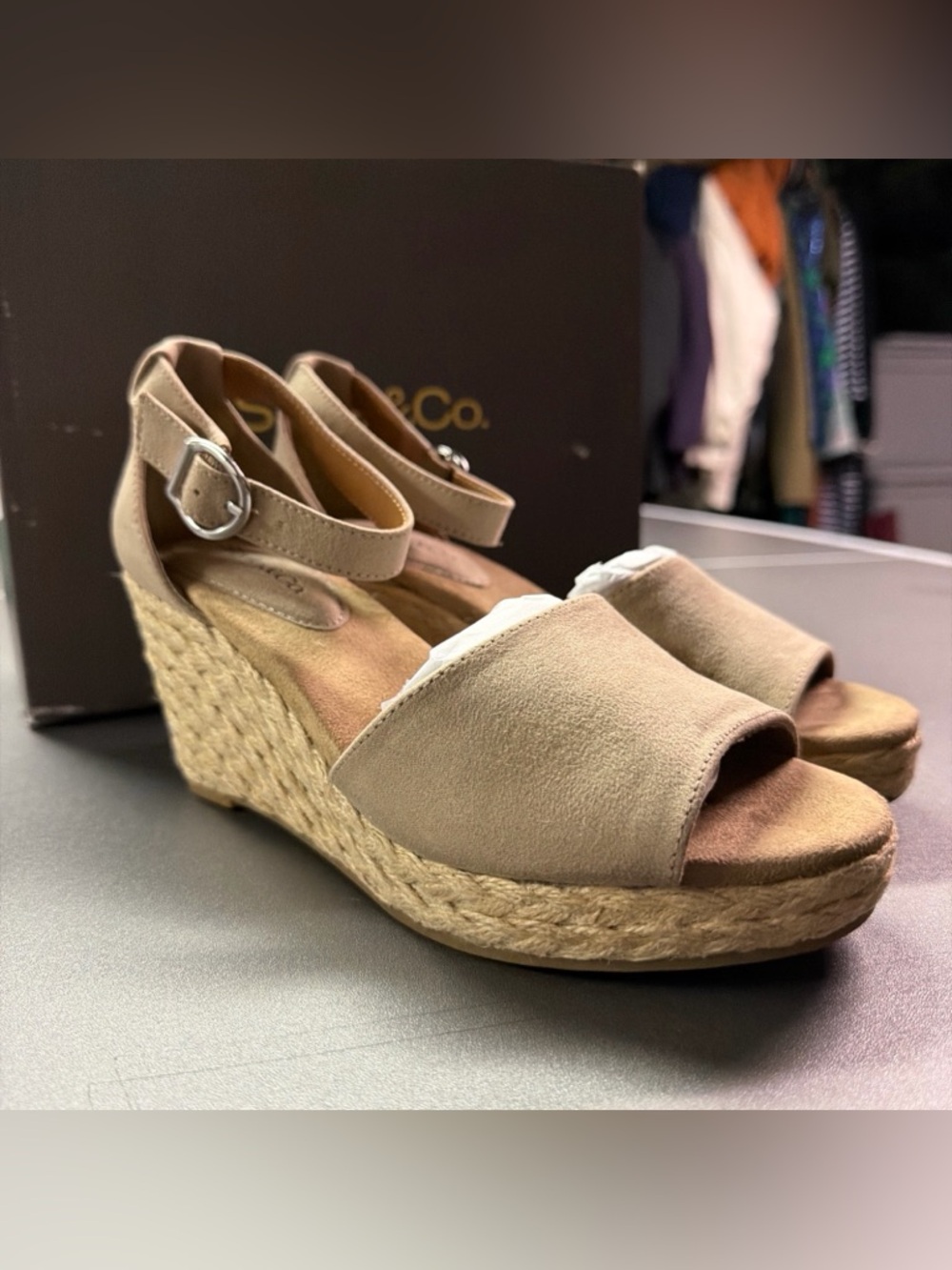 Style & Co Women's Beige Seleeney Wedge Sandals Shoe Size 6M NWB